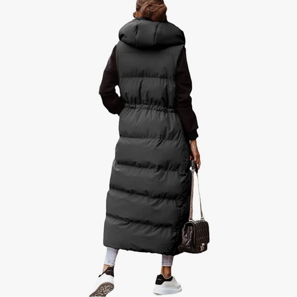 Long Quilted Puffer Hooded Vest - Picture 2 of 6